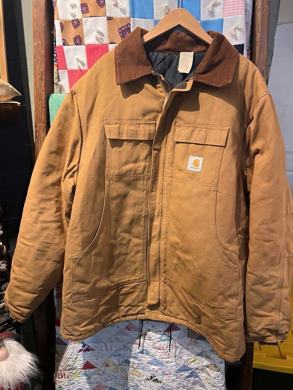 Vintage Carhartt C01186 Traditional Coat Size 52 Tall Brown Duck Quilt Lined